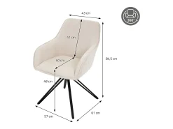 Silla giratoria Silla de comedor Sillón Giratorio 360 grados Silla de salón Crem