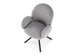 Silla giratoria Stuart de tela gris de diseño boulé con reposabrazos