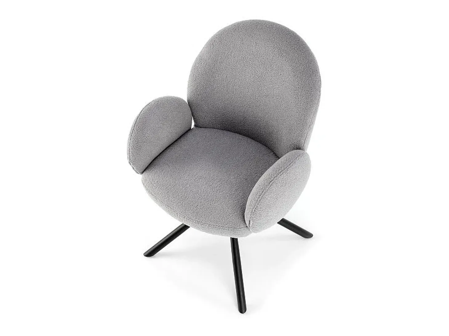 Silla giratoria Stuart de tela gris de diseño boulé con reposabrazos