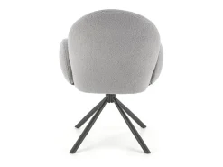 Silla giratoria Stuart de tela gris de diseño boulé con reposabrazos