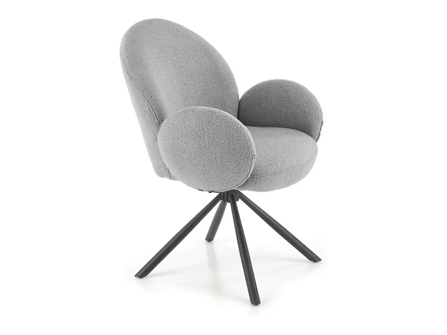 Silla giratoria Stuart de tela gris de diseño boulé con reposabrazos