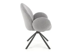 Silla giratoria Stuart de tela gris de diseño boulé con reposabrazos