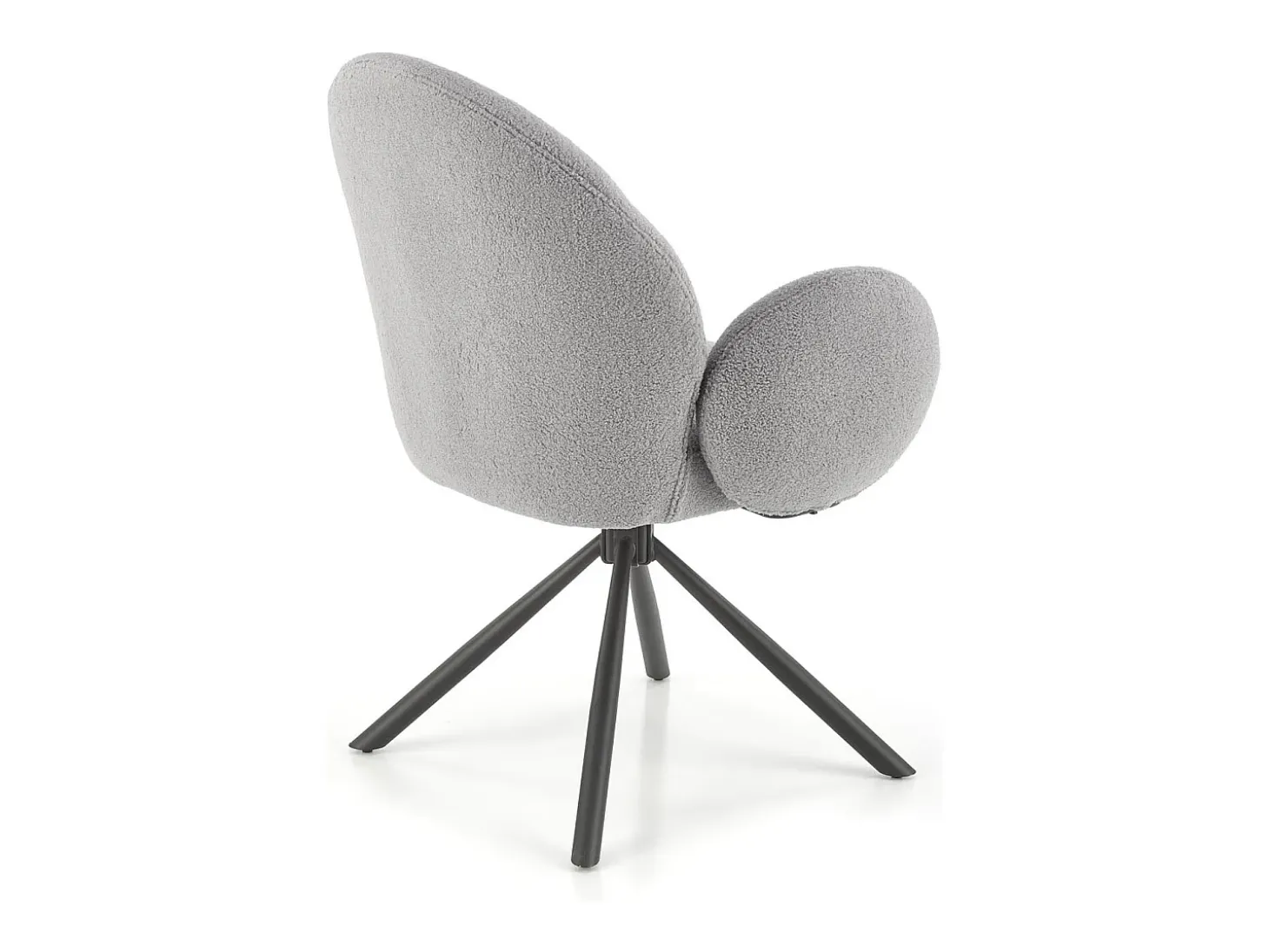 Silla giratoria Stuart de tela gris de diseño boulé con reposabrazos
