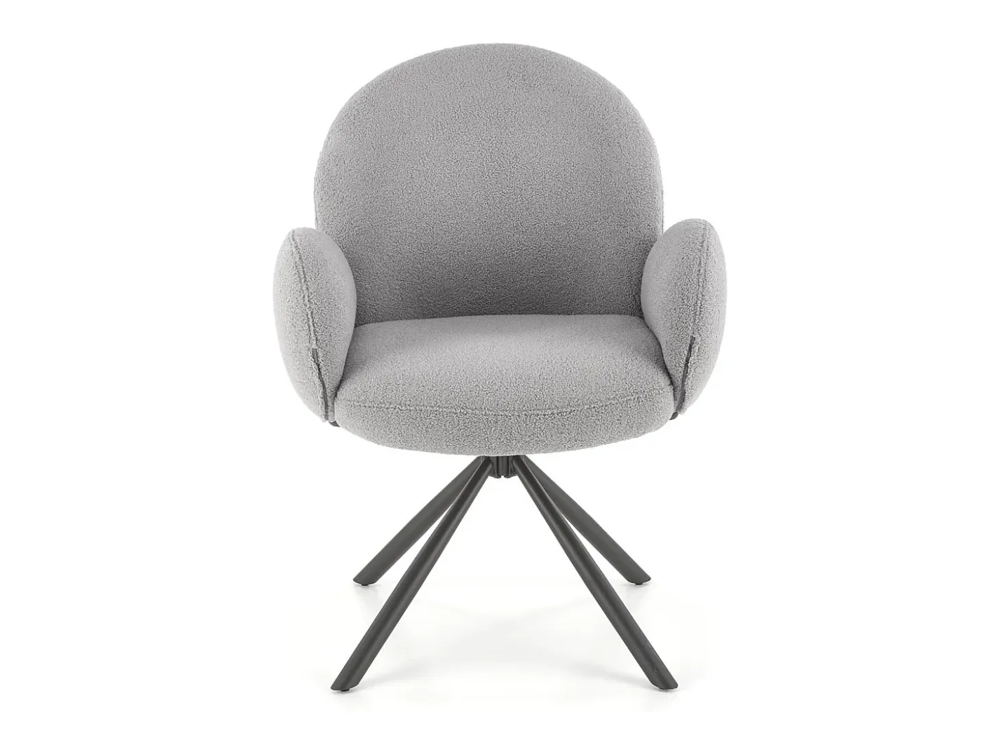 Silla giratoria Stuart de tela gris de diseño boulé con reposabrazos