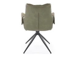 Silla giratoria verde oliva, tela y ecopiel, base de metal de 4 radios LUDMILA
