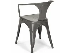 Silla industrial con reposabrazos de acero brillante Kuista-Gris oscuro