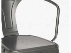 Silla industrial con reposabrazos de acero brillante Kuista-Gris oscuro