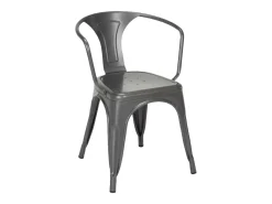 Silla industrial con reposabrazos de acero brillante Kuista-Gris oscuro