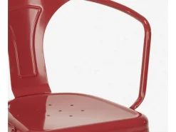 Silla industrial con reposabrazos de acero brillante Kuista-Rojo