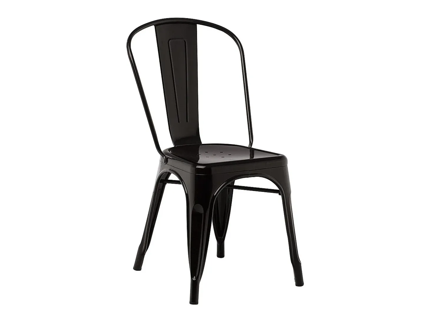 Silla industrial de acero brillante Kontoir, negra-Violeta