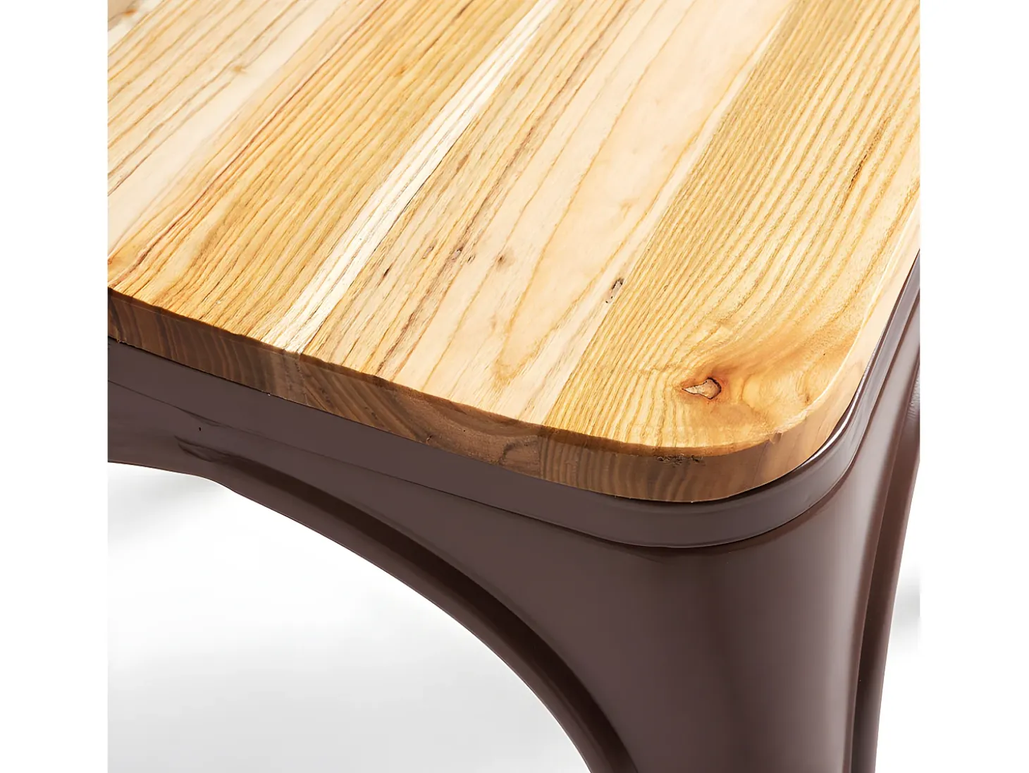 Silla industrial Kontoir marrón con asiento de pino macizo claro-Oro