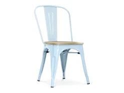 Silla industrial Kontoir marrón con asiento de pino macizo claro-Blanco