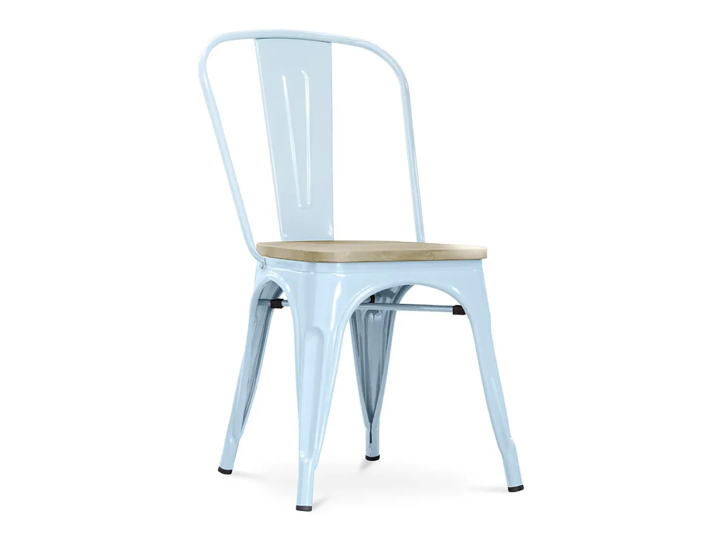 Silla industrial Kontoir marrón con asiento de pino macizo claro-Blanco