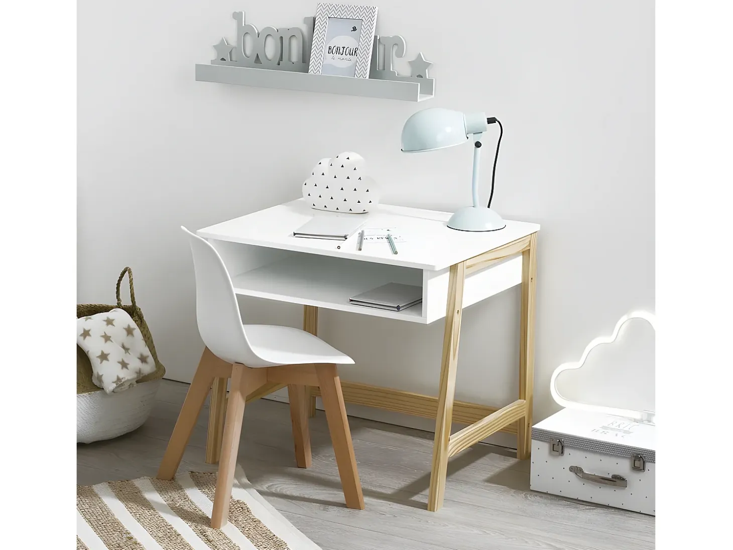 Silla infantil madera blanco Nordic petit 56,5x31x32cm