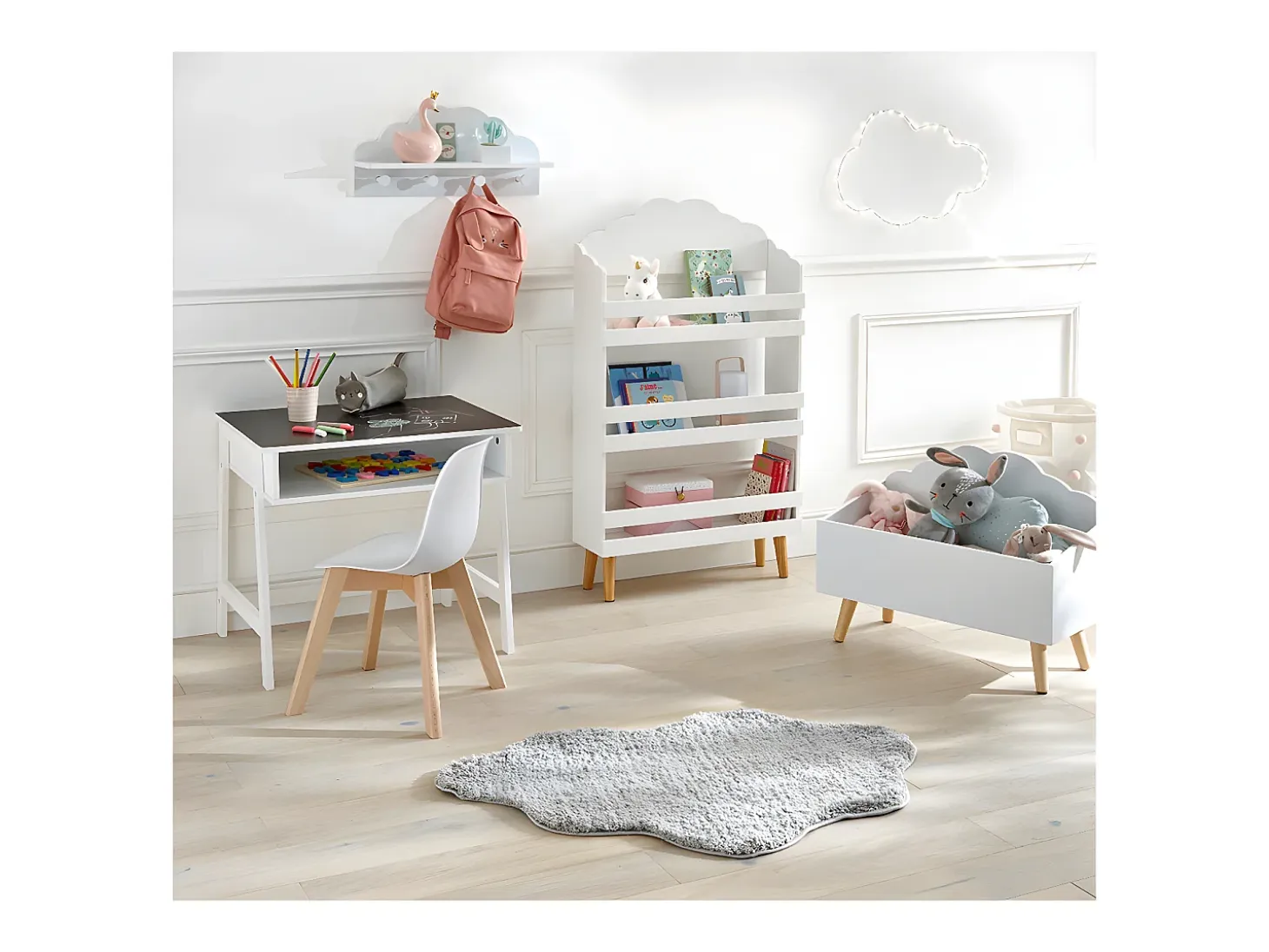 Silla infantil madera blanco Nordic petit 56,5x31x32cm