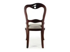 Silla Kaly de madera maciza de caoba y tela beige