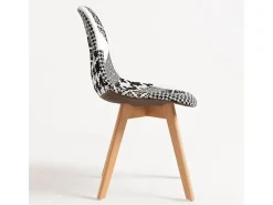 Silla Karoli patchwork gris y blanco y patas de haya natural