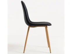 Silla Kuza de polipiel negra con patas de metal efecto madera natural - Lote de 2