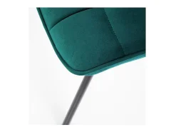 Silla Liberty de diseño en terciopelo turquesa con patas de metal negro