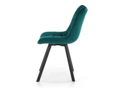 Silla Liberty de diseño en terciopelo turquesa con patas de metal negro