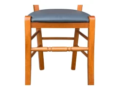 Silla Loris de madera de cerezo con asiento de símil piel color antracita