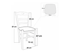 Silla Loris en nogal claro con asiento de piel sintética marrón