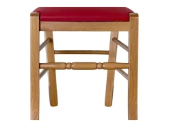 Silla Loris en nogal claro con asiento de piel sintética roja