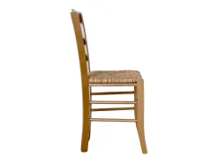 Silla Loris en nogal claro con asiento de paja de arroz