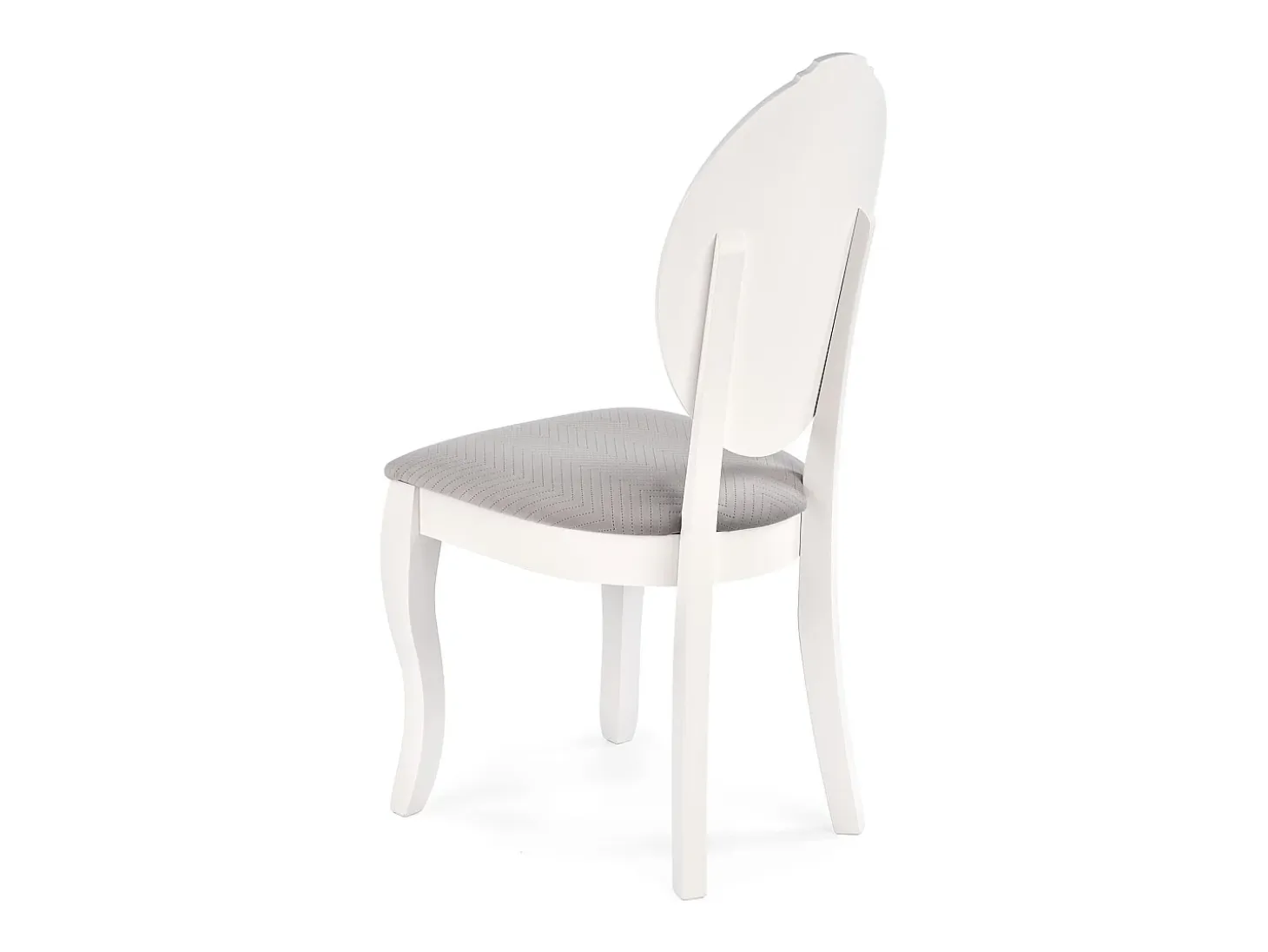 Silla Louis medallón de madera blanca y gris