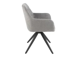 Silla LOUNA con reposabrazos – Tejido suave y patas de acero negro-Color Gris