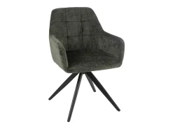Silla LOUNA con reposabrazos – Tejido suave y patas de acero negro-Color Verde