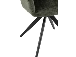 Silla LOUNA con reposabrazos – Tejido suave y patas de acero negro-Color Verde