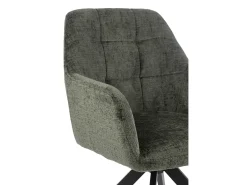 Silla LOUNA con reposabrazos – Tejido suave y patas de acero negro-Color Verde