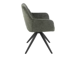 Silla LOUNA con reposabrazos – Tejido suave y patas de acero negro-Color Verde