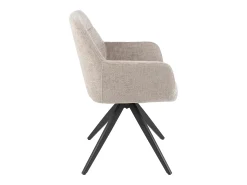 Silla LOUNA con reposabrazos – Tejido suave y patas de acero negro-Color Topo