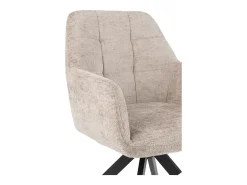 Silla LOUNA con reposabrazos – Tejido suave y patas de acero negro-Color Topo