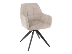 Silla LOUNA con reposabrazos – Tejido suave y patas de acero negro-Color Topo
