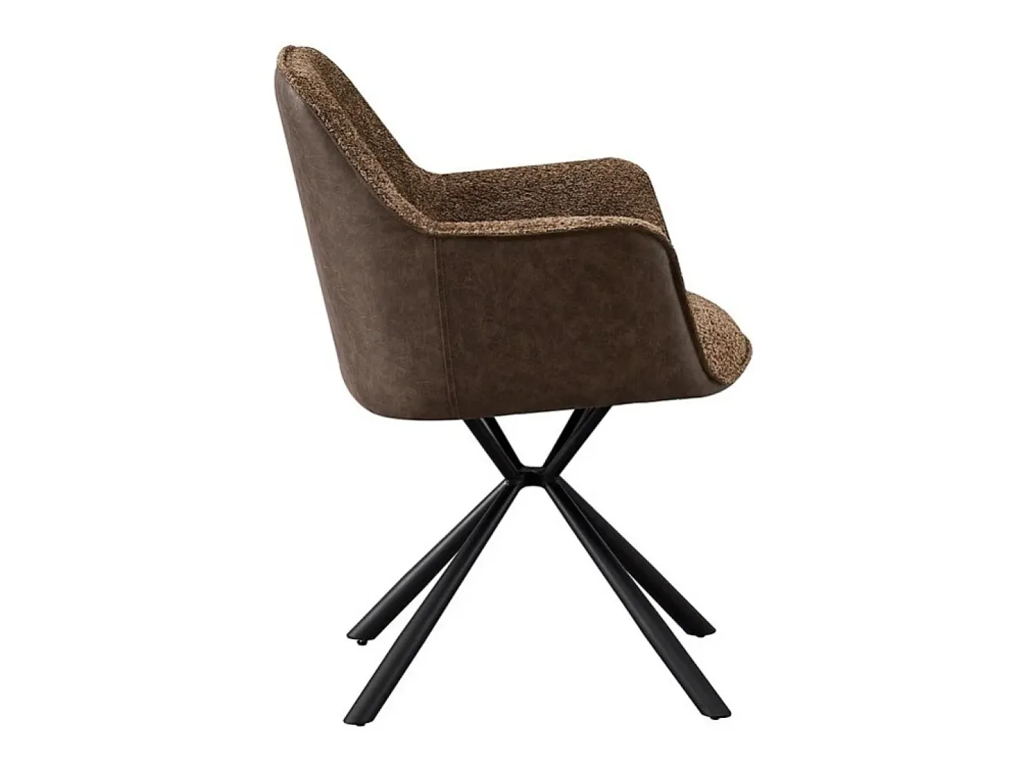 Silla LUCIA – Bouclé Arena & Respaldo PU Marrón – H82.5 × L62 × P63 cm – Estilo diseño