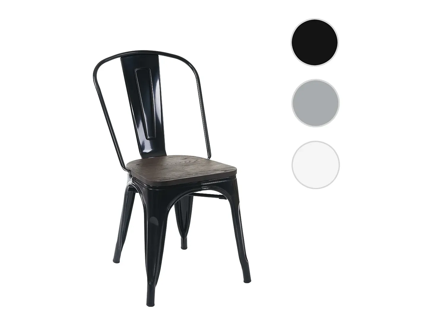 Silla MCW-A73 con asiento de madera, negro