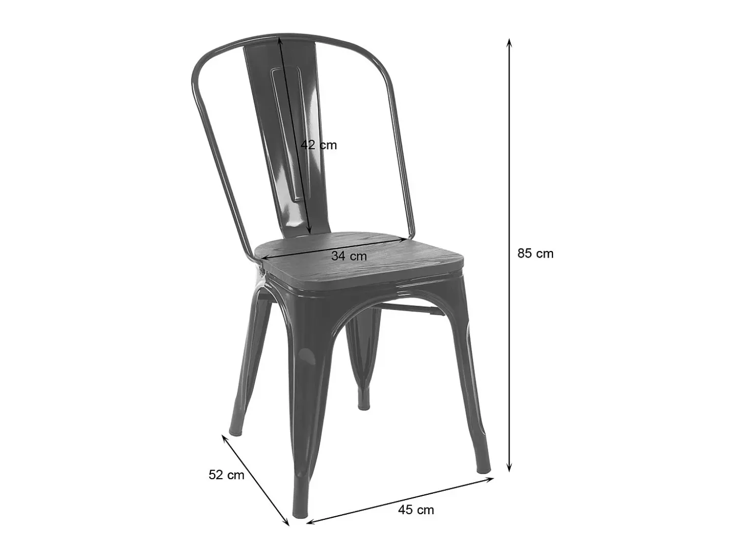Silla MCW-A73 con asiento de madera, negro