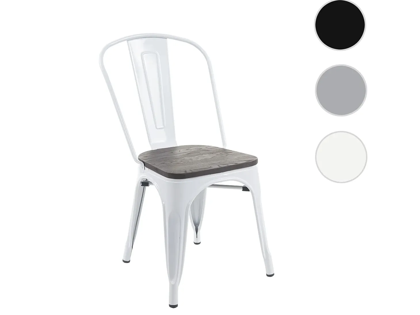 Silla MCW-A73 con asiento de madera, blanco