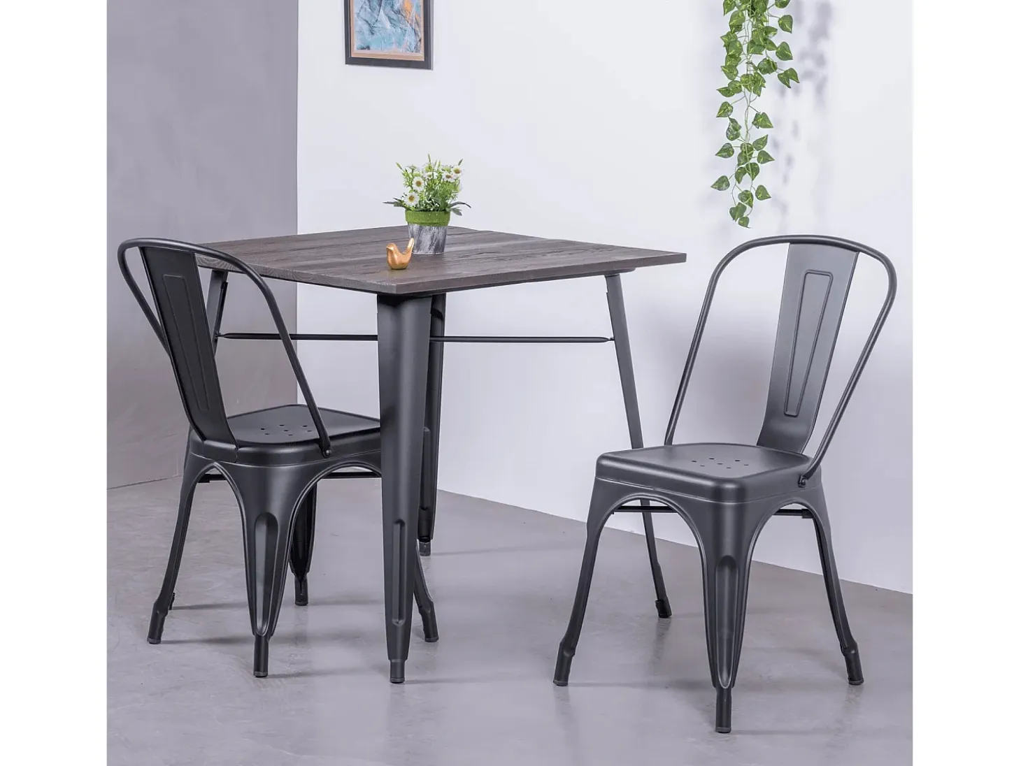 Silla metálica en acero de estilo industrial - Bistro - Negro