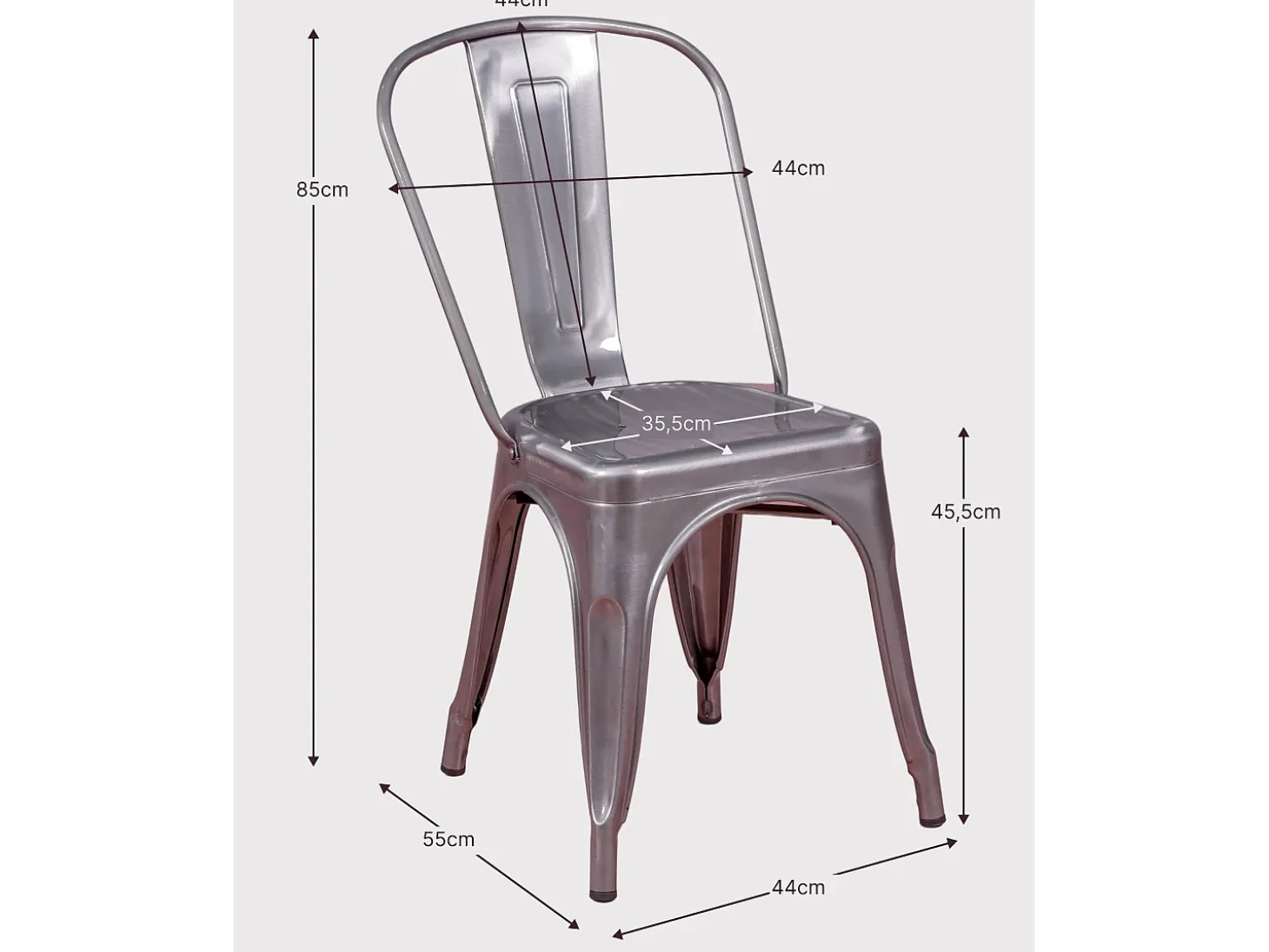 Silla metálica en acero de estilo industrial - Bistro - Negro