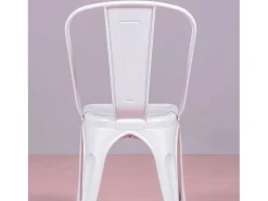 Silla metálica en acero de estilo industrial - Bistro - Blanco