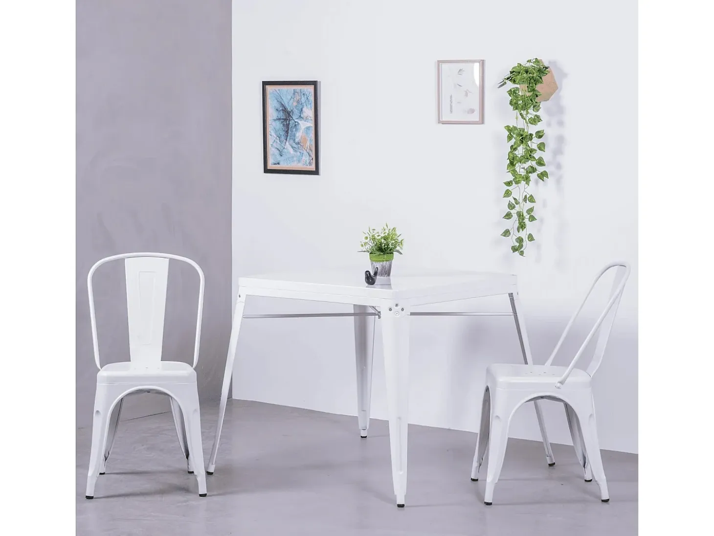 Silla metálica en acero de estilo industrial - Bistro - Blanco