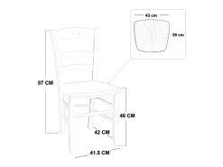 Silla modelo Loris en madera cruda para pintar con asiento de madera maciza