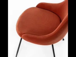 Silla moderna acolchada "Alyssa" efecto terciopelo naranja cm 49,5x48,5 80h