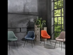 Silla moderna acolchada "Alyssa" efecto terciopelo naranja cm 49,5x48,5 80h
