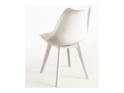 Silla moderna Arko de polipropileno y cojín de asiento de piel sintética blanca
