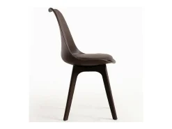 Silla moderna Arko de polipropileno y cojín de asiento en símil piel color chocolate